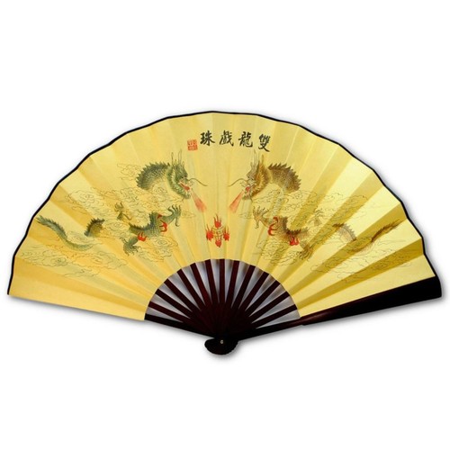 Double dragon large color fan - double,